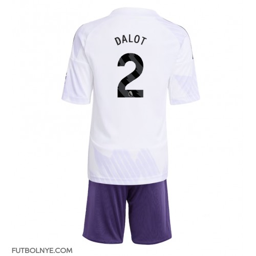 Camiseta Manchester United Diogo Dalot #2 Visitante Equipación para niños 2025-26 manga corta (+ pantalones cortos)
